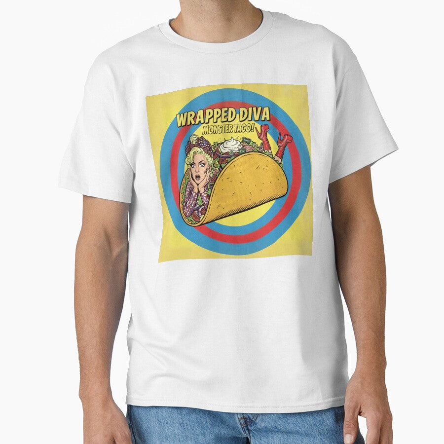 WRAPPED DIVA MONSTER TACO - The Ultimate Retro Pop Art Food Design! by SammyMorry T-Shirts, Hoodie, Sweatshirt (Image 1)