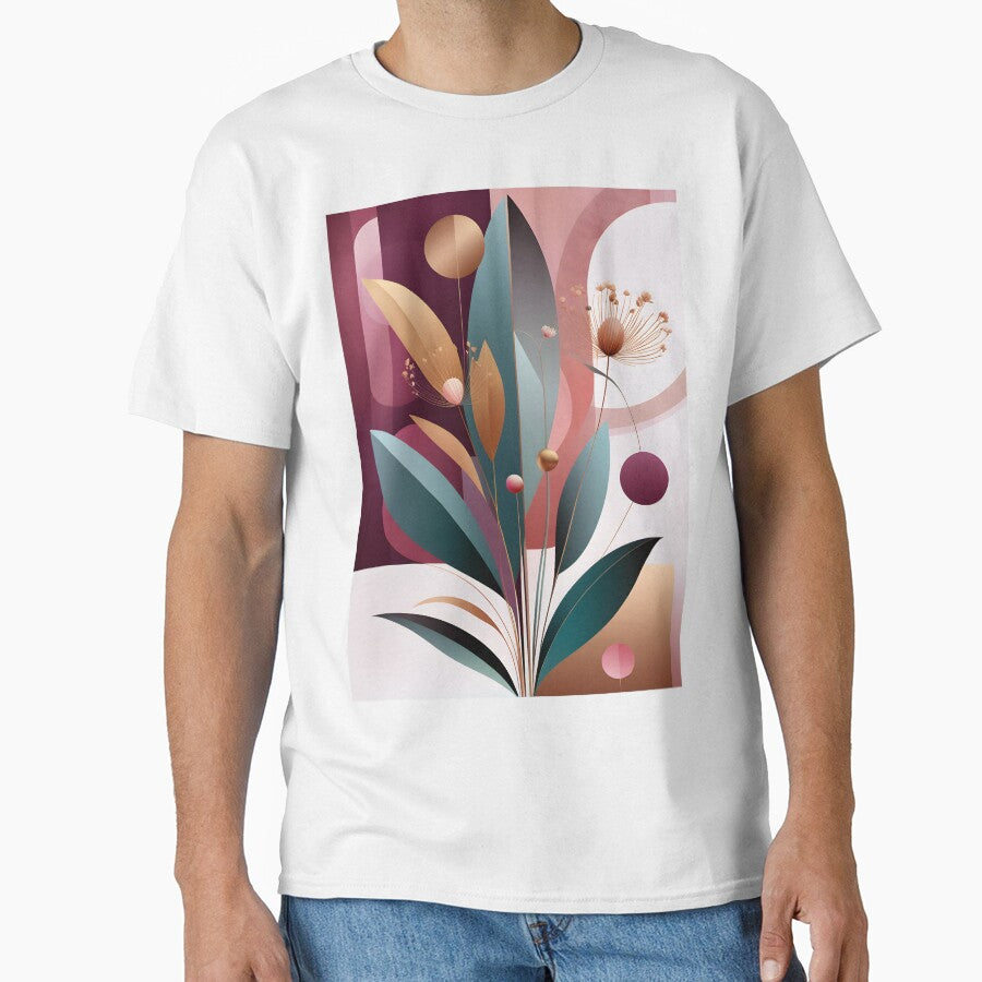 Mid Century Botanical Retro Geometric Leaves  Florals  Berry, Gold by Prints and Lifestyle T-Shirts, Hoodie,... (Image 1)