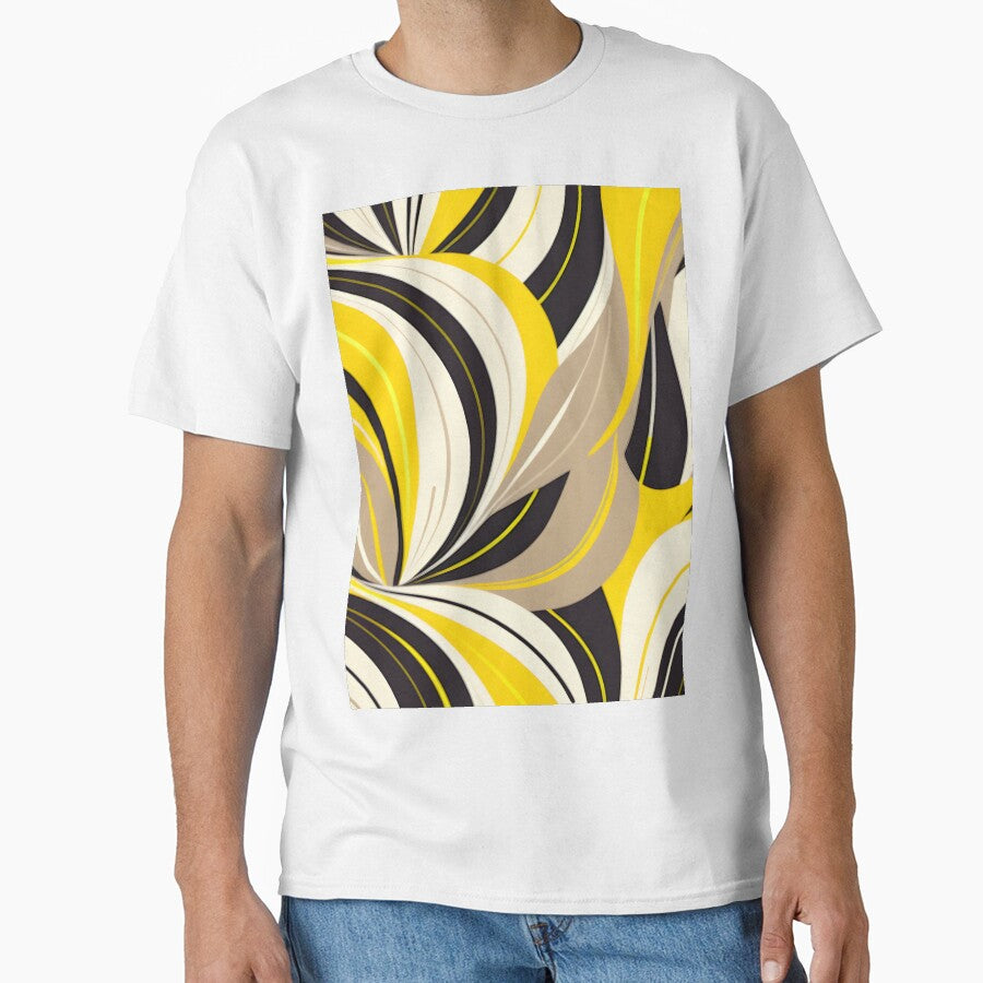 Mid Century Modern Abstract Botanical Beige, Black , Yellow by Prints and Lifestyle T-Shirts, Hoodie, Sweatshirt (Image 1)