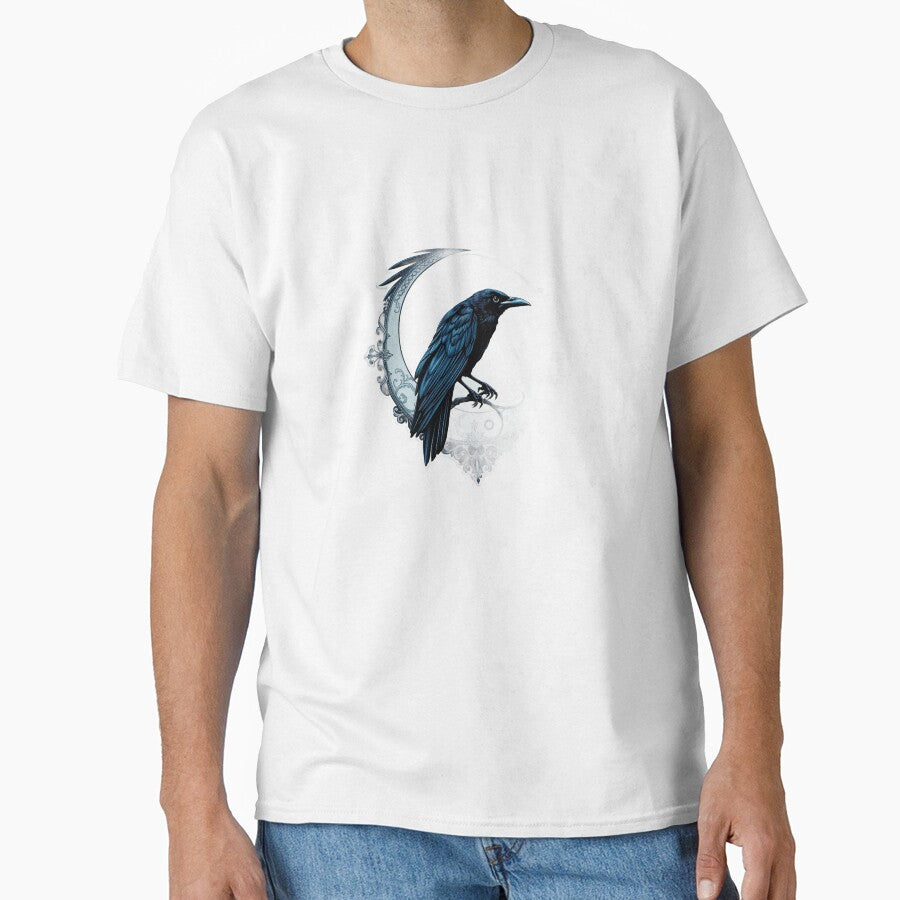 Gothic Raven and Crescent Moon | Symbol of Mystery and Dark Magic by PonmeOtraShop T-Shirts, Hoodie, Sweatshirt (Image 1)
