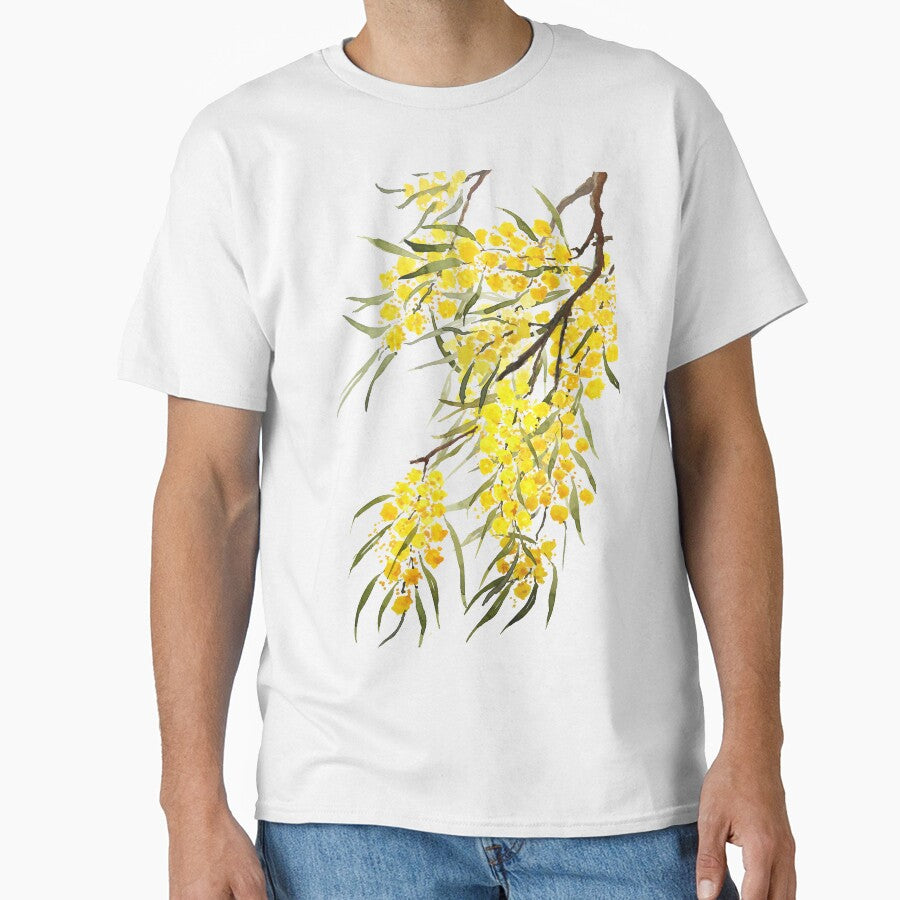 hand painted golden wattle flower watercolor by ColorandColor T-Shirts, Hoodie, Sweatshirt | BlankRebels.com (Image 1)