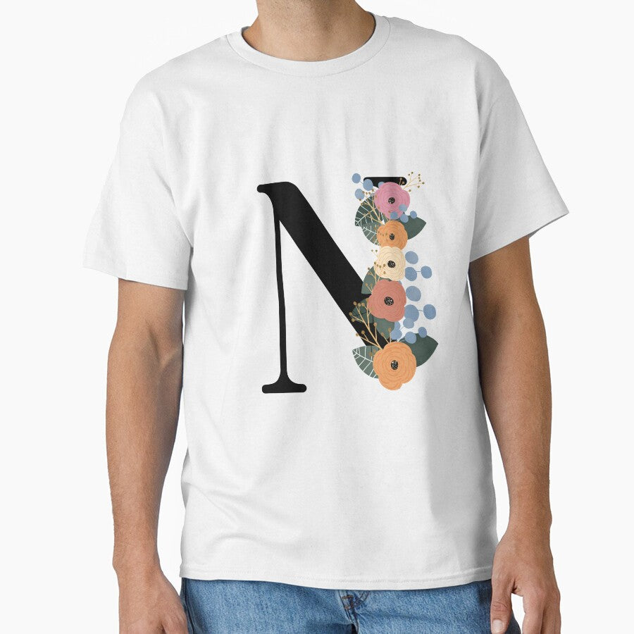 Floral Letter N by Egodcounseling T-Shirts, Hoodie, Sweatshirt | BlankRebels.com (Image 1)