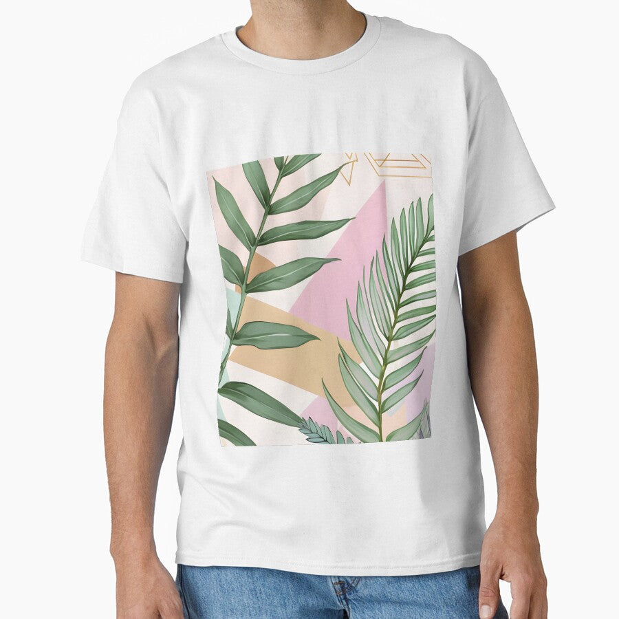Mid Century Botanical Retro Geometric Leaves  Florals  Violet,  Green by Prints and Lifestyle T-Shirts, Hoodie,... (Image 1)