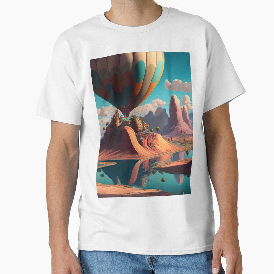 Balloon Adventure Fantasy Landscape Art 07 - Colorful Cartoon Travel by Sunchaser World T-Shirts, Hoodie,... (Image 1)