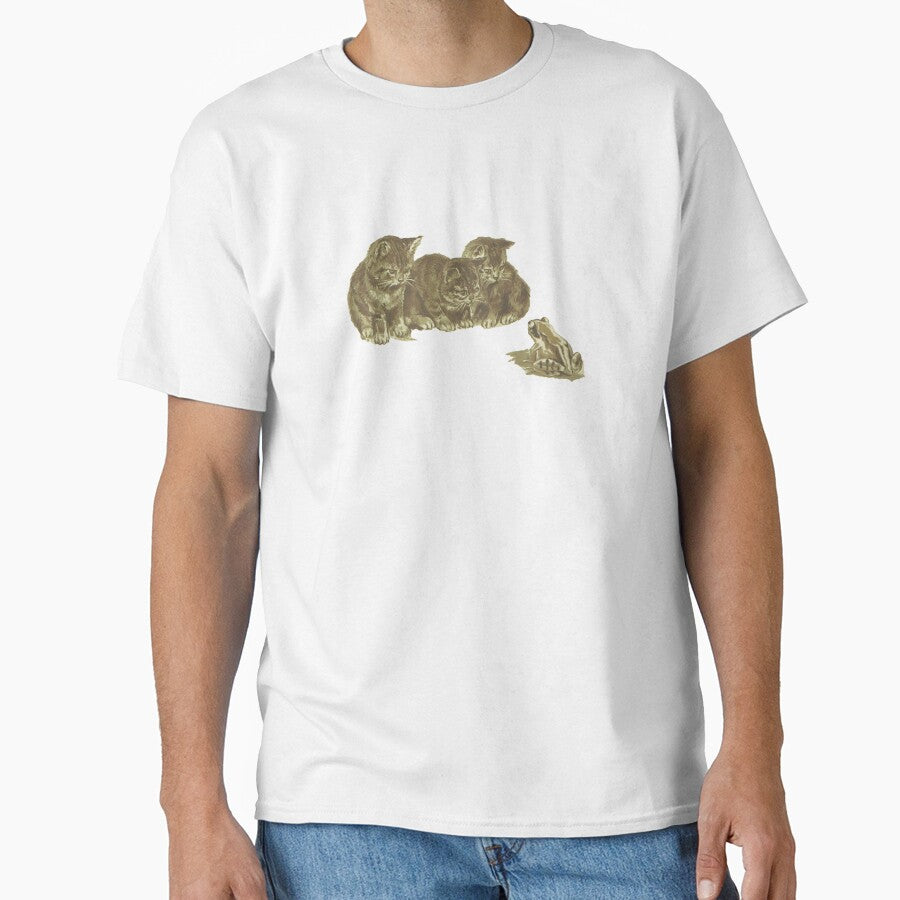 Funny Cats and Frog Vintage Illustration by bookishneighbor T-Shirts, Hoodie, Sweatshirt | BlankRebels.com (Image 1)