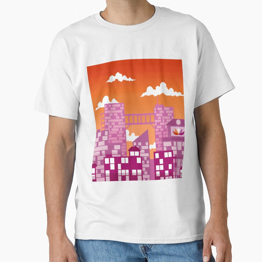 Pixel Lesbian Pride City by MetallicWings15 T-Shirts, Hoodie, Sweatshirt | BlankRebels.com (Image 1)