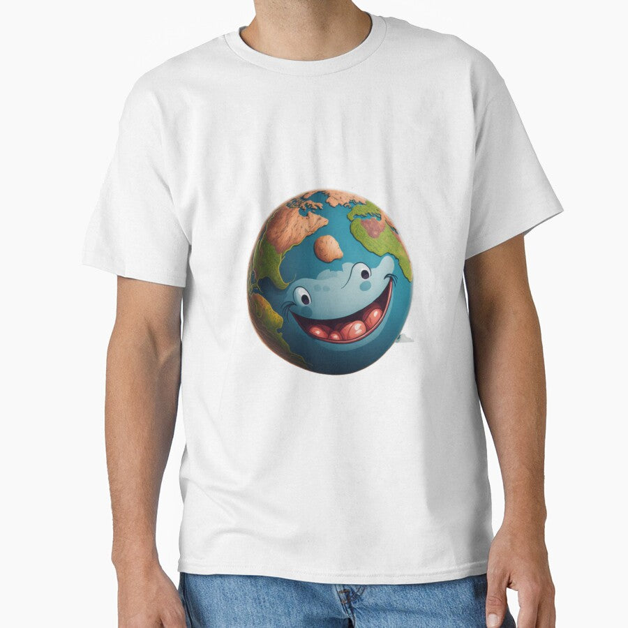 Happy Earth - Cute and Positive Illustrationn by aiprintiq T-Shirts, Hoodie, Sweatshirt | BlankRebels.com (Image 1)