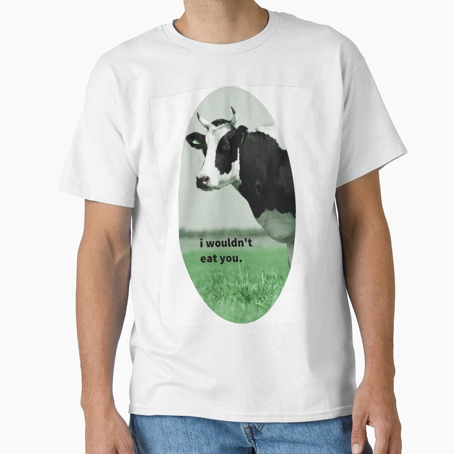 Vegan Cow Says "I Wouldn't Eat You!" by Lori  Rosen T-Shirts, Hoodie, Sweatshirt | BlankRebels.com (Image 1)