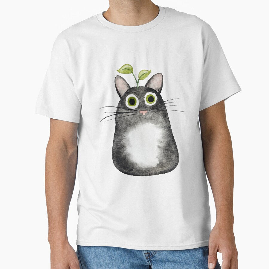 Black Tuxedo Cat with Plant by Hannah Smolensky T-Shirts, Hoodie, Sweatshirt | BlankRebels.com (Image 1)