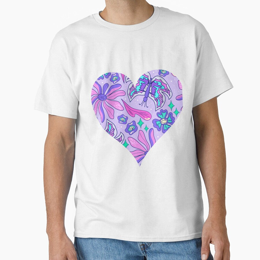 Purple Heart Butterfly & Flowers Aesthetic by Printjelly T-Shirts, Hoodie, Sweatshirt | BlankRebels.com (Image 1)
