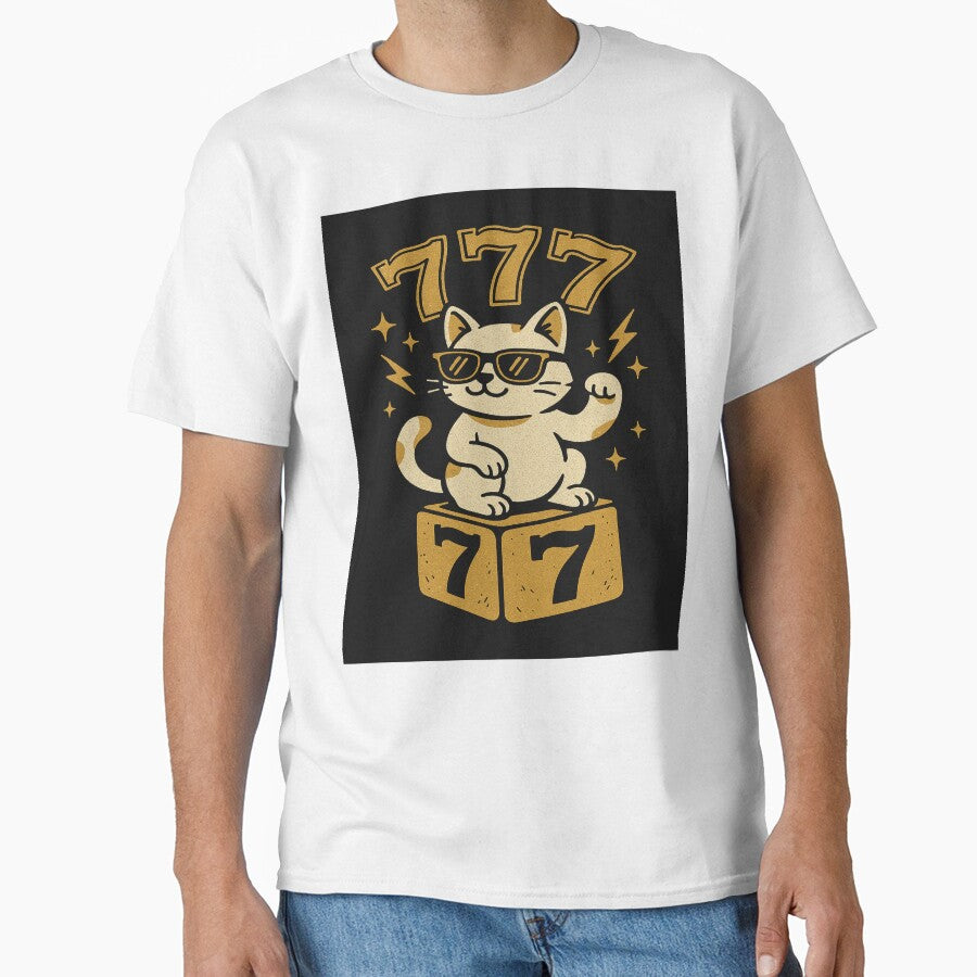 Lucky Vibes – 777 Cat Retro Gold Design by FokusVibes T-Shirts, Hoodie, Sweatshirt | BlankRebels.com (Image 1)