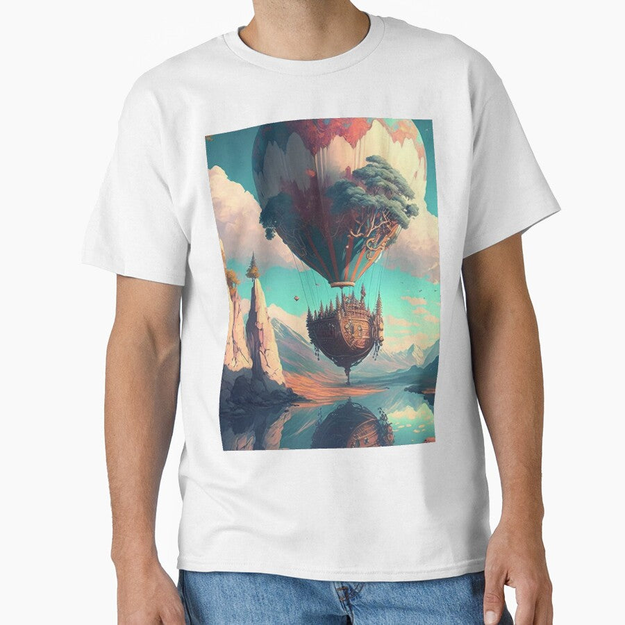 Balloon Adventure Fantasy Landscape Art 06 - Colorful Cartoon Travel by Sunchaser World T-Shirts, Hoodie,... (Image 1)