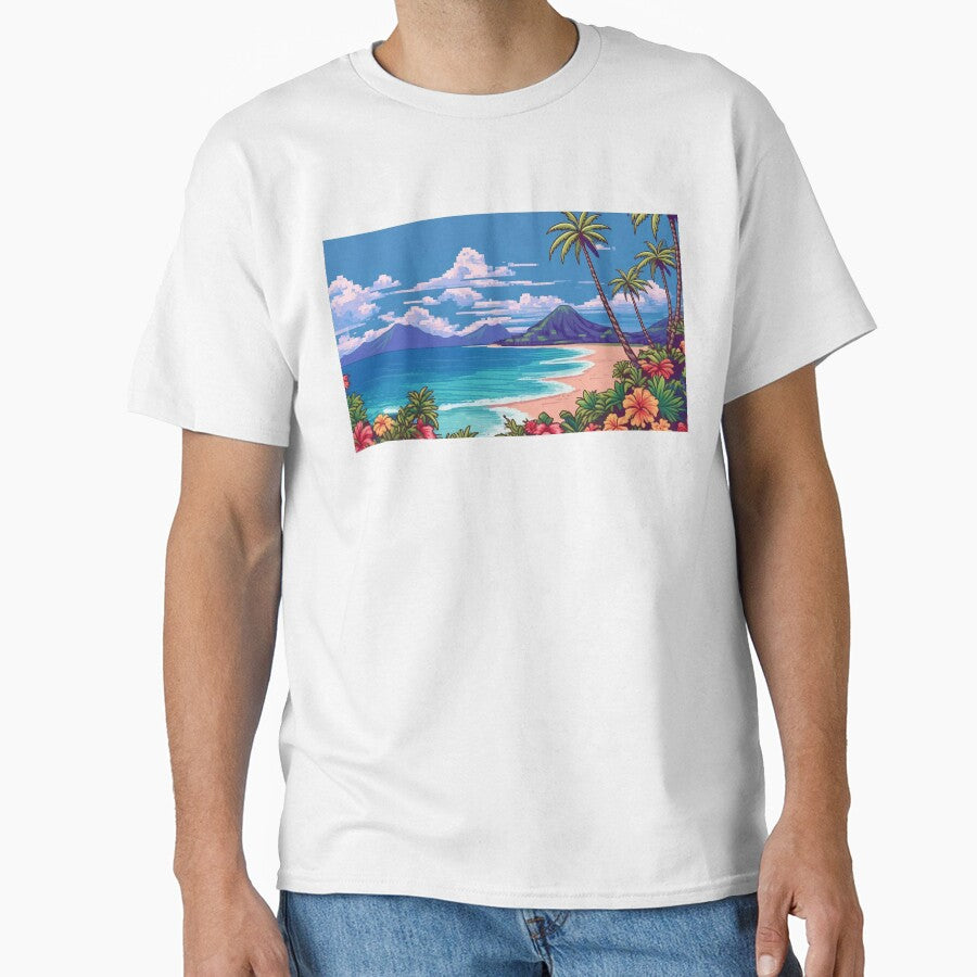 Island Pixel Art Beautiful Landscape by ilomuilo T-Shirts, Hoodie, Sweatshirt | BlankRebels.com (Image 1)