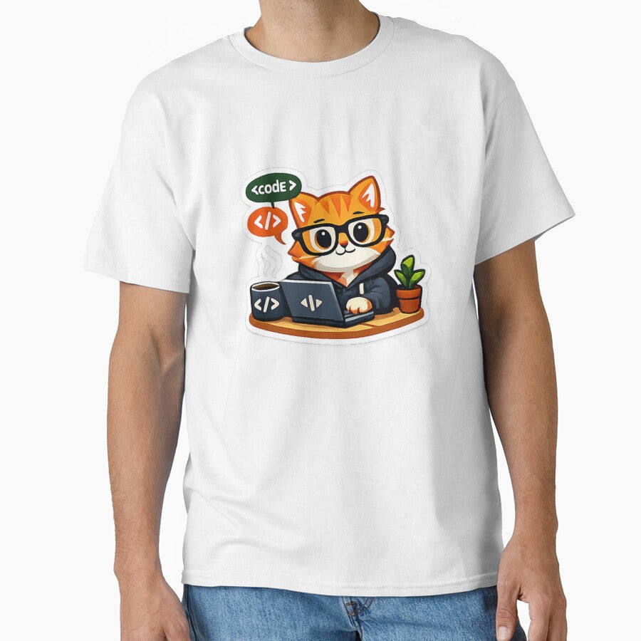 Coder Cat Coffee and Code by Wouini Fun Stickers T-Shirts, Hoodie, Sweatshirt | BlankRebels.com (Image 1)