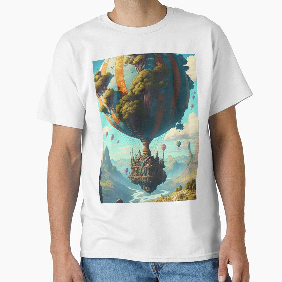 Balloon Adventure Fantasy Landscape Art 09 - Colorful Cartoon Travel by Sunchaser World T-Shirts, Hoodie,... (Image 1)