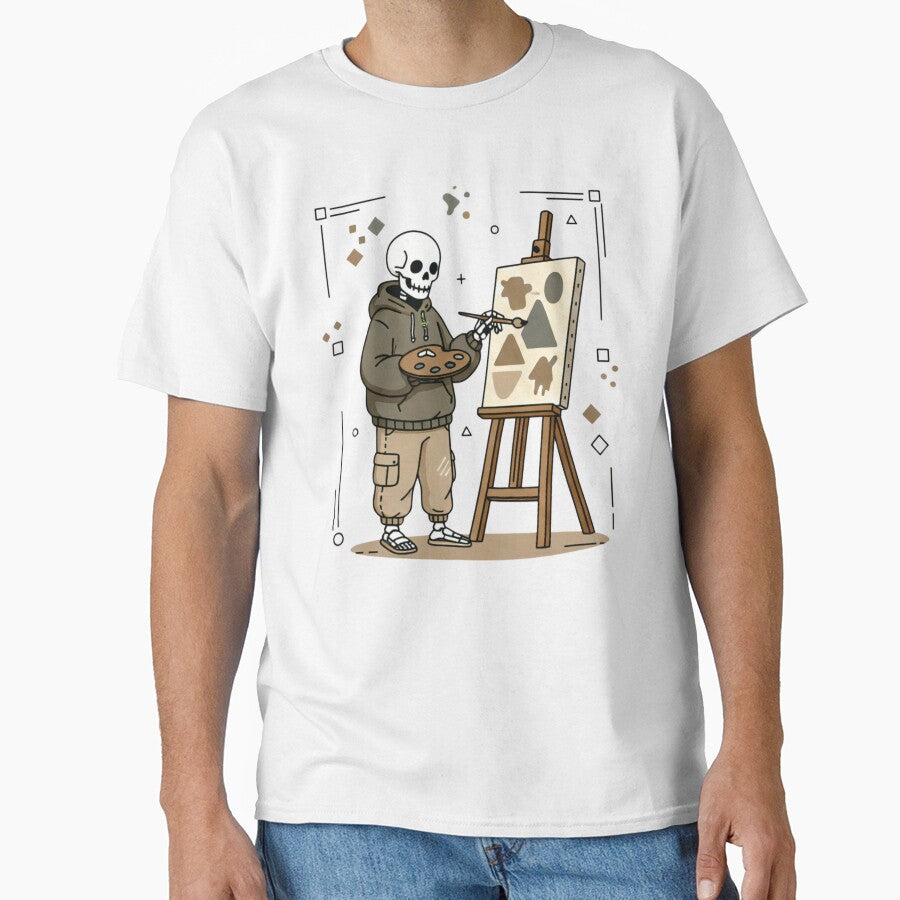 PAINTER | Minimalist Skeleton Streetwear Art by DEADLINE. T-Shirts, Hoodie, Sweatshirt | BlankRebels.com (Image 1)