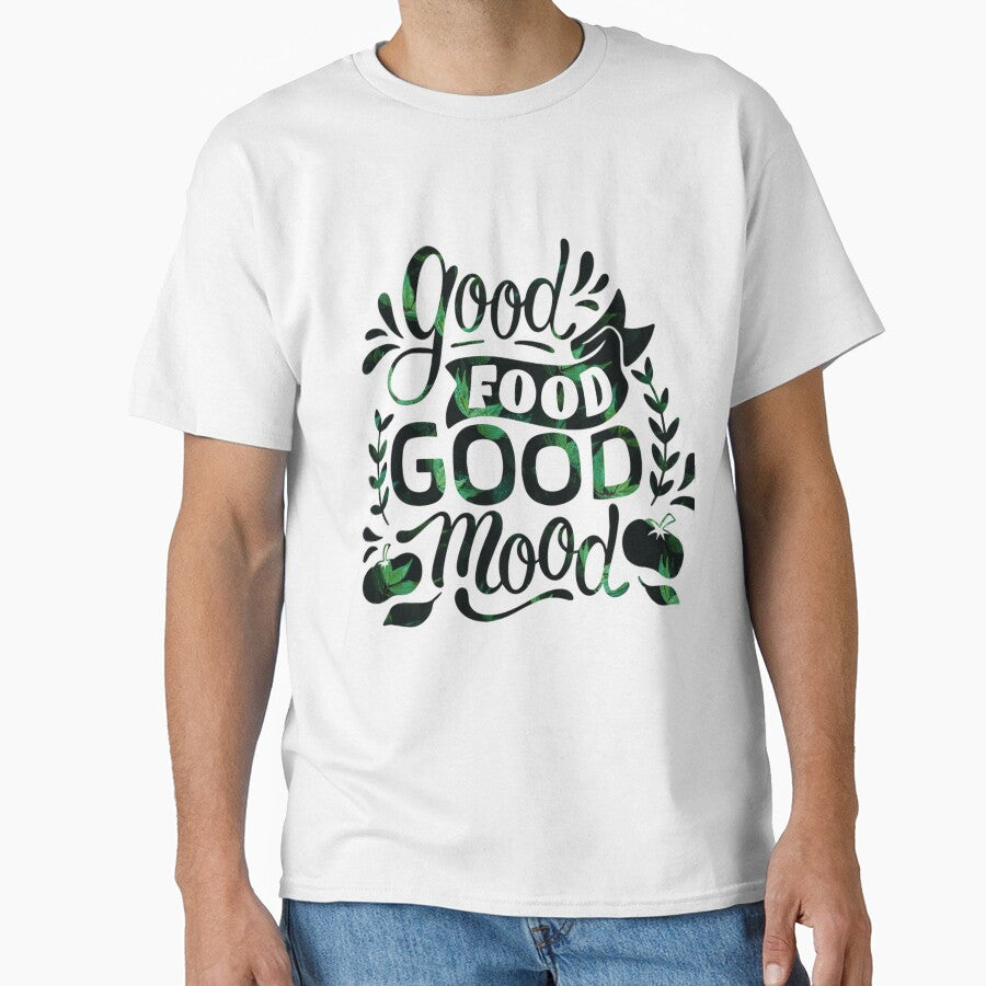 Good Food Good Mood Typography T-Shirt by thePrintDen Hoodie, Sweatshirt | BlankRebels.com (Image 1)