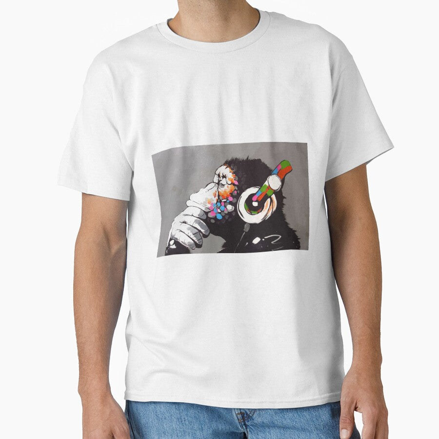Banksy DJ Monkey Thinker with Headphones by bufumofo T-Shirts, Hoodie, Sweatshirt | BlankRebels.com (Image 1)