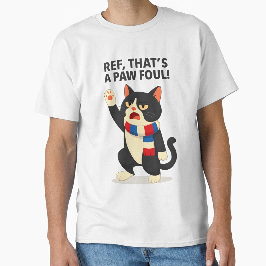 Ref, That's a Paw Foul! — Funny Tuxedo Cat Football Design blue by catastrocat