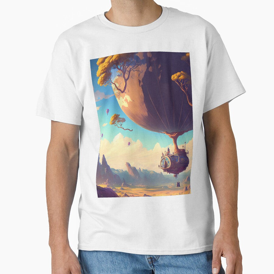 Balloon Adventure Fantasy Landscape Art 01 - Colorful Cartoon Travel by Sunchaser World T-Shirts, Hoodie,... (Image 1)