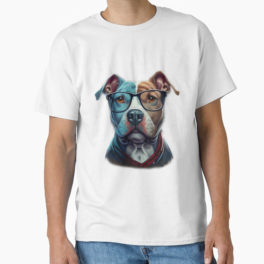 Funny dog pitbull with glasses funny cute decorative pitbull for dog lovers by RSDESIGNSteam T-Shirts, Hoodie,... (Image 1)