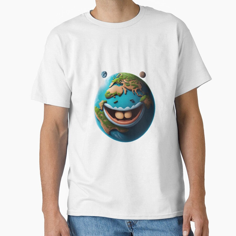 Happy Earth - Cute and Positive Illustration by aiprintiq T-Shirts, Hoodie, Sweatshirt | BlankRebels.com (Image 1)