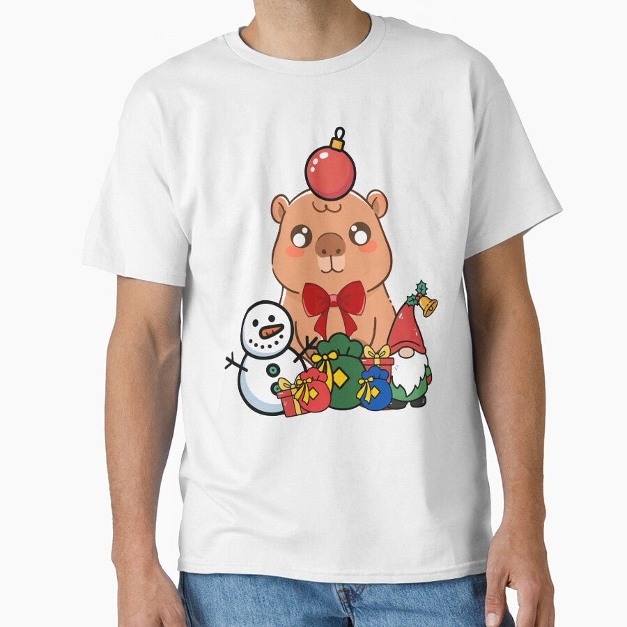 Kawaii Christmas Capybara - Festive Gifts and Gnome by Kanniax T-Shirts, Hoodie, Sweatshirt | BlankRebels.com (Image 1)