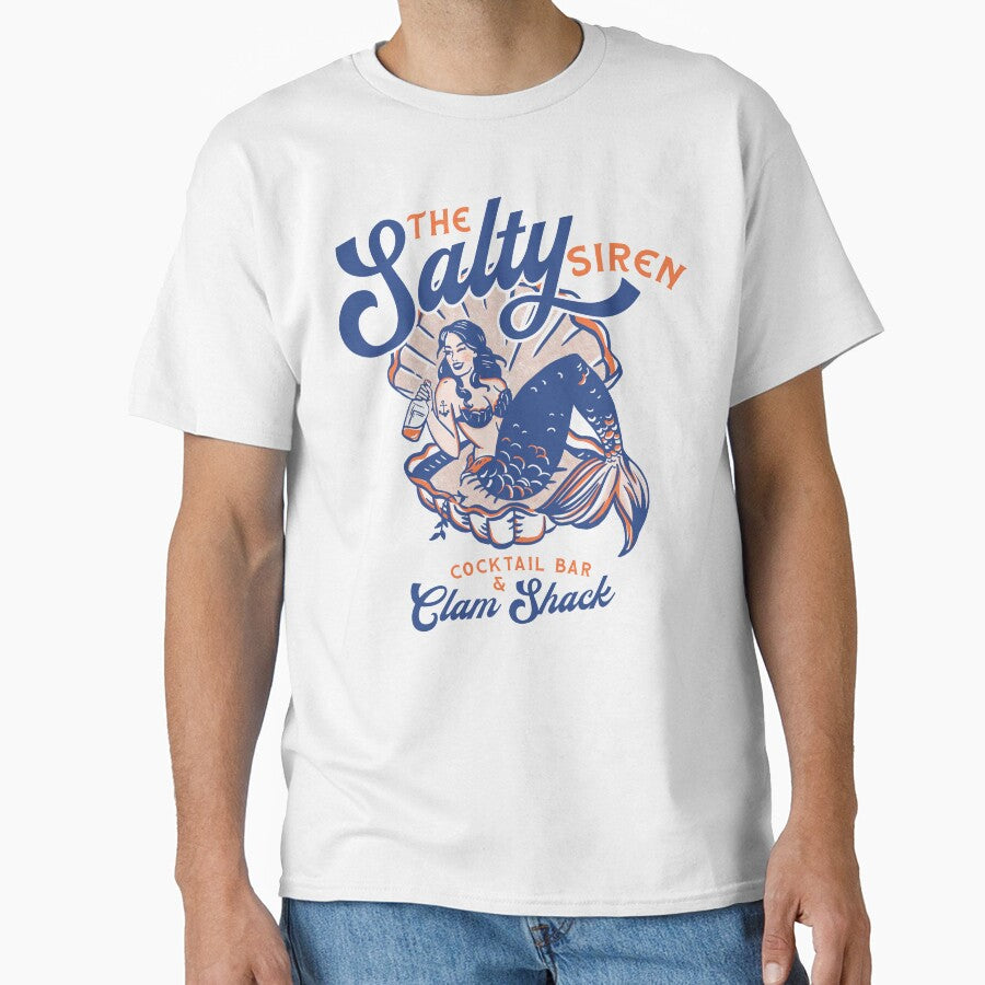 The Salty Siren Cocktail Bar & Clam Shack. Cute Retro Mermaid Travel Art by The Whiskey Ginger Design Shop