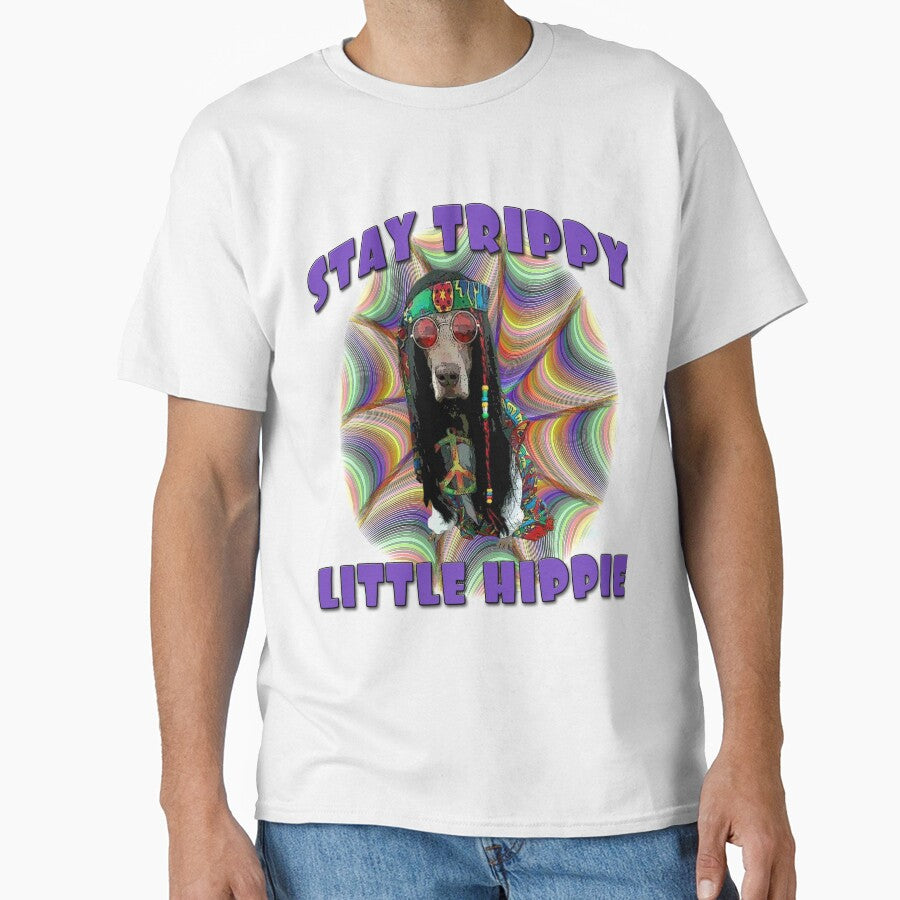 Funny High Hippie Dog Stay Trippy Little Hippie Rainbow by UniQueensShop T-Shirts, Hoodie, Sweatshirt (Image 1)