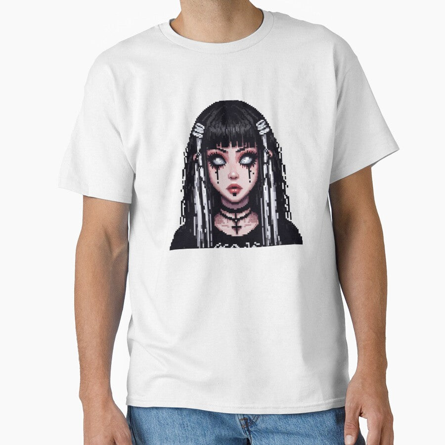 Cybergoth girl with white eyes pixelart by Luvrr Pixels