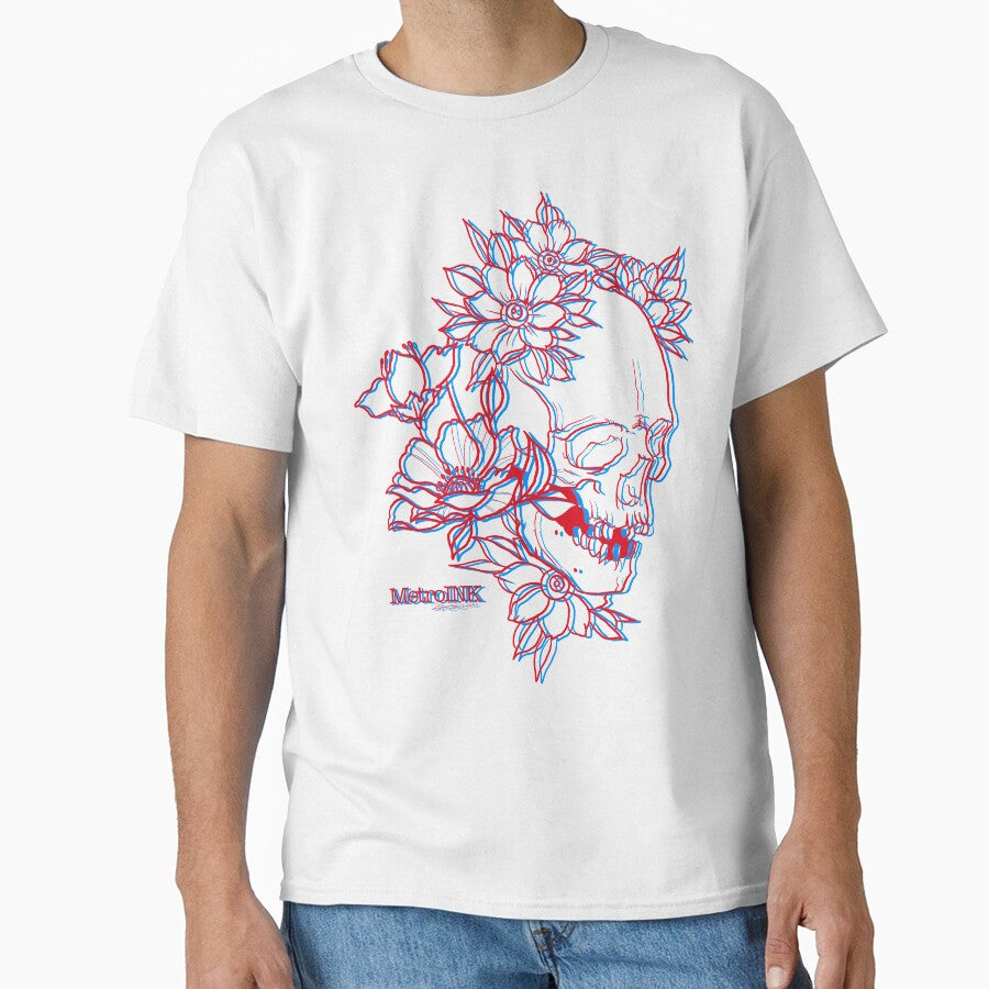 3D Skull And Flowers by MetroInk T-Shirts, Hoodie, Sweatshirt | BlankRebels.com (Image 1)