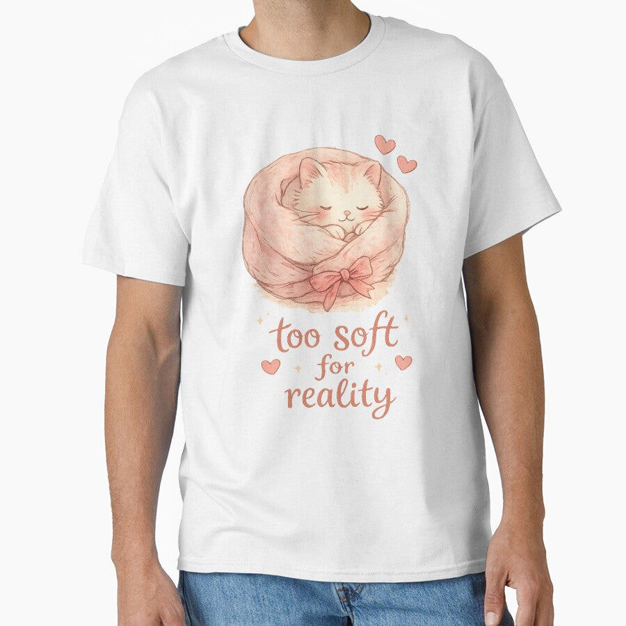 Too Soft for Reality Aesthetic Cat by StrawberryField11 T-Shirts, Hoodie, Sweatshirt | BlankRebels.com (Image 1)