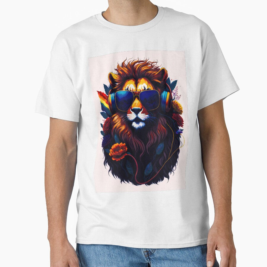 Gamer Lion wearing sunglasses with Pride Flag Animal Art by druidwolfart T-Shirts, Hoodie, Sweatshirt (Image 1)