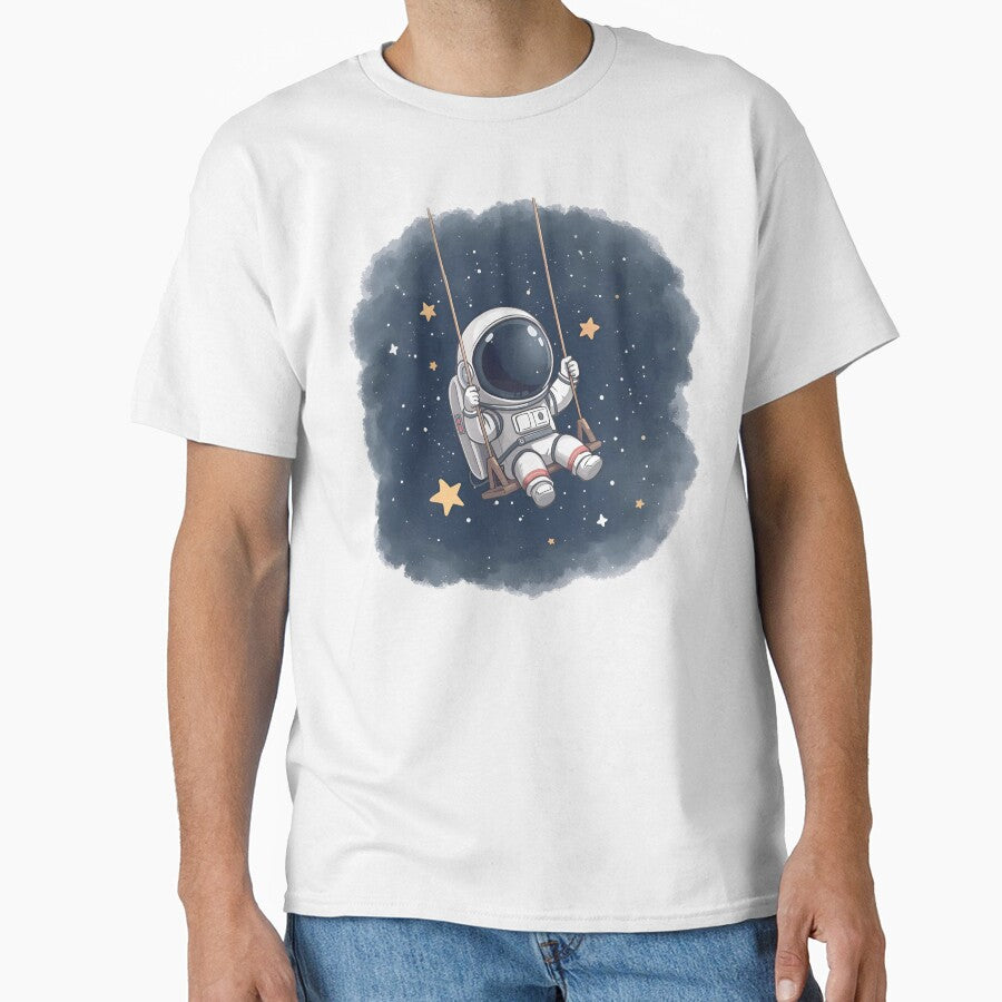 Cute Astronaut on a Space Swing by Moodune T-Shirts, Hoodie, Sweatshirt | BlankRebels.com (Image 1)