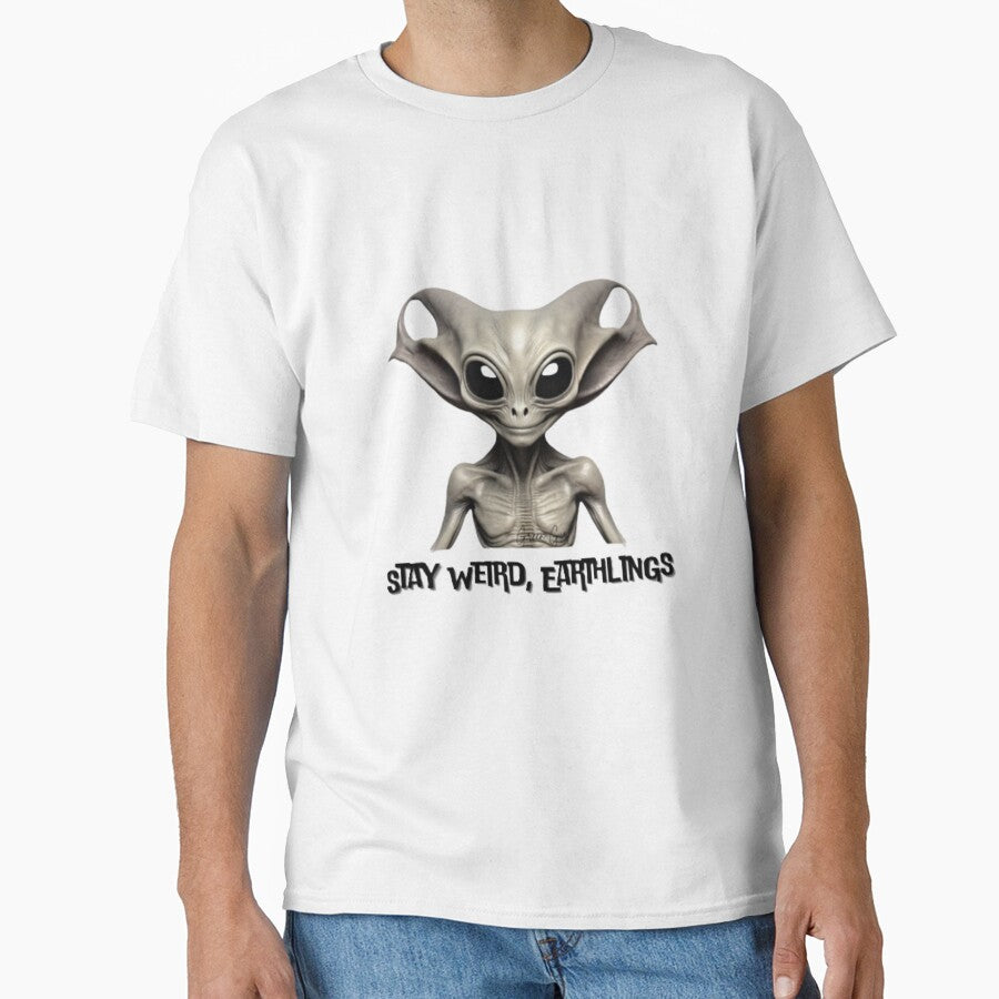 Stay Weird Earthlings Cute Alien Design - Alien T-Shirt Design by GreenGirl-store Hoodie, Sweatshirt (Image 1)