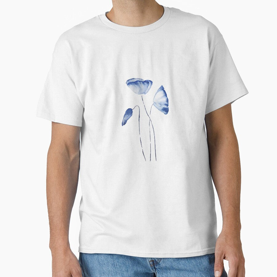 hand painted indigo poppy watercolor by ColorandColor