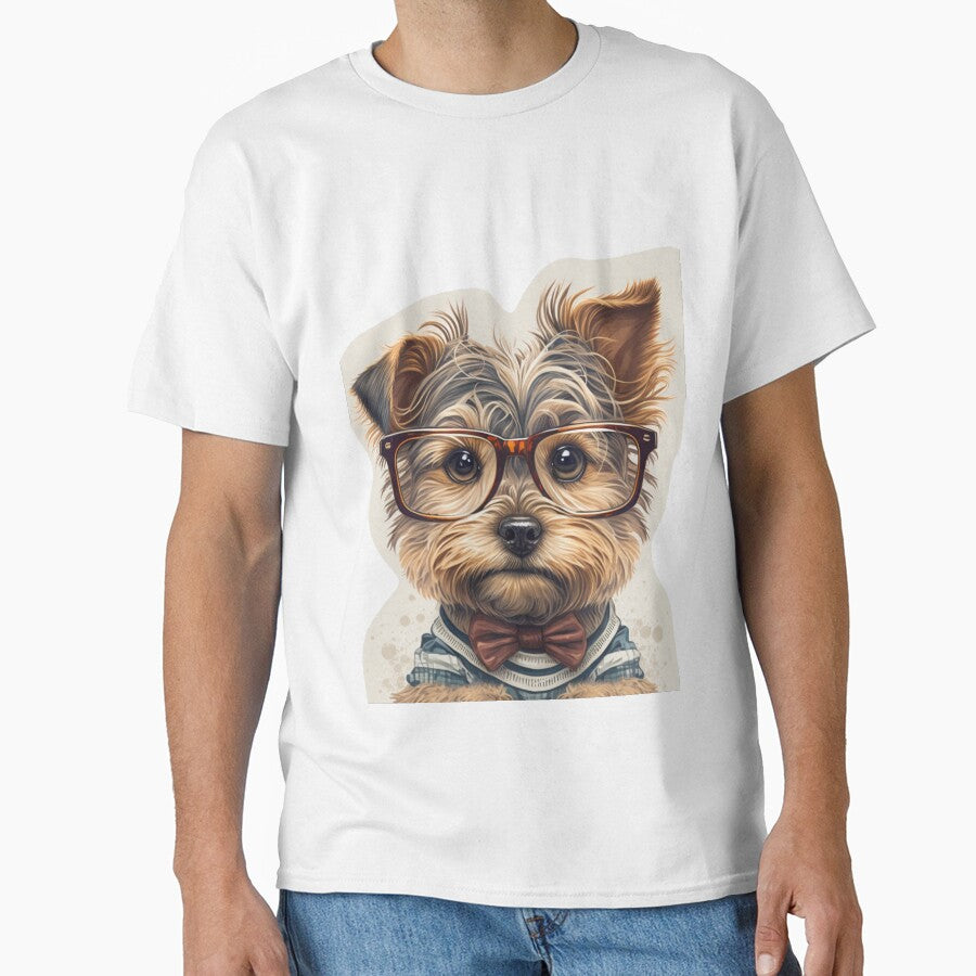 Funny dog Yorkshire Terrier with glasses funny cute decorative dog for dog lovers by RSDESIGNSteam T-Shirts,... (Image 1)