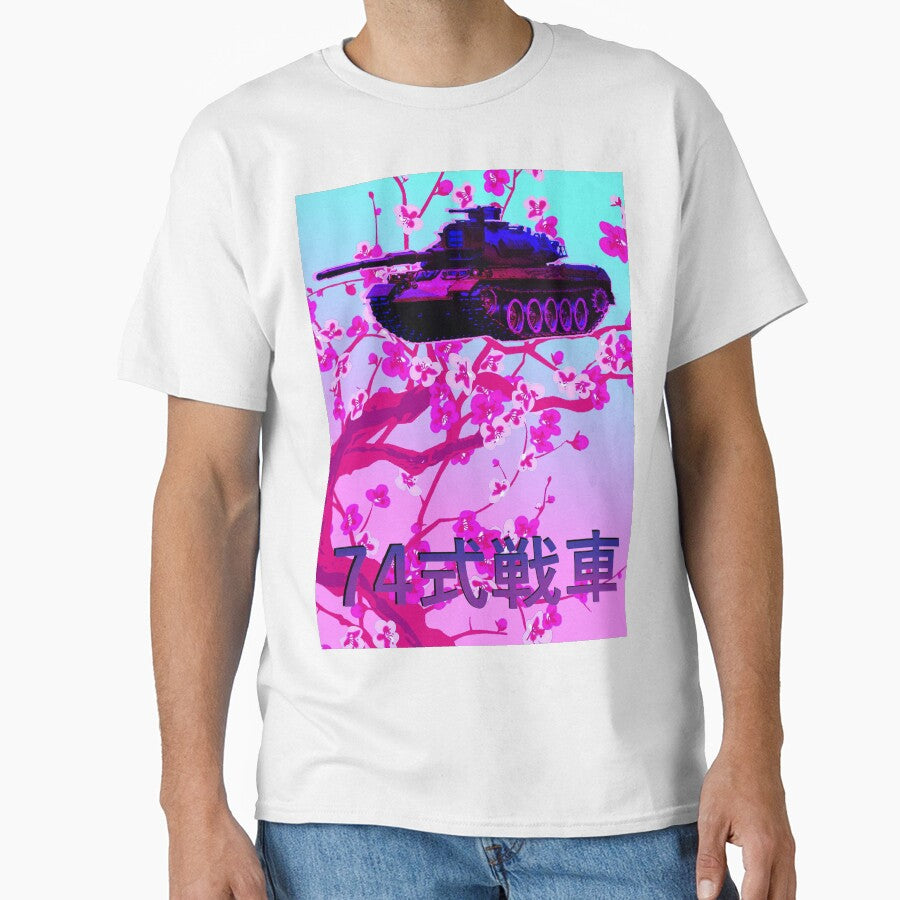Type74 Vaporwave with cherry blossom background by Yoshiyuki1998 T-Shirts, Hoodie, Sweatshirt | BlankRebels.com (Image 1)