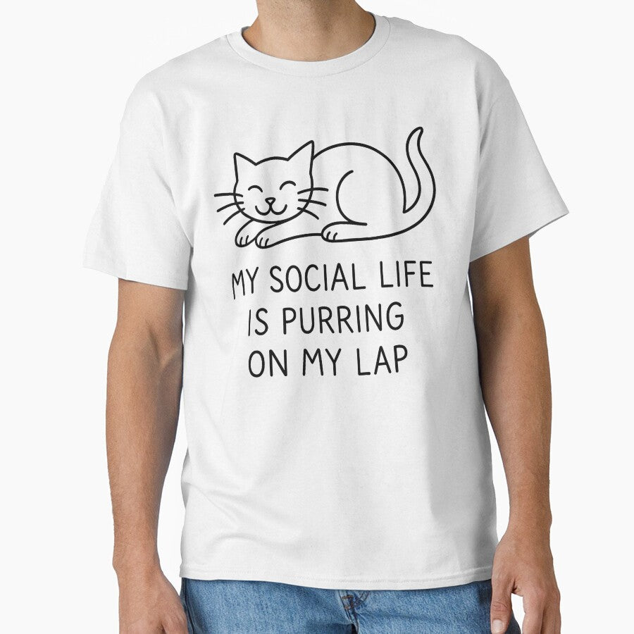 My Social Life Is Purring on My Lap – Funny Hoodie for Cozy Cat Lovers – Introvert's Perfect Gift by... (Image 1)