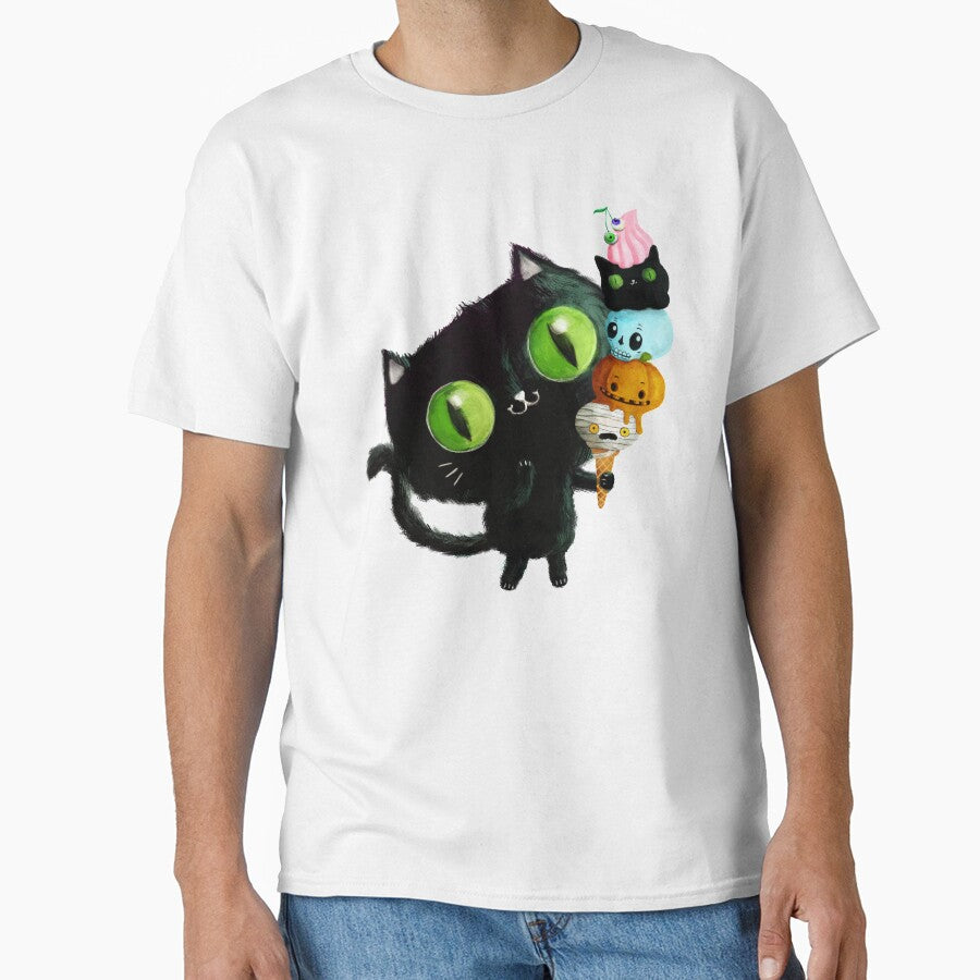 Halloween Black cat with Hallooween Treat (or trick) by colonelle T-Shirts, Hoodie, Sweatshirt | BlankRebels.com (Image 1)