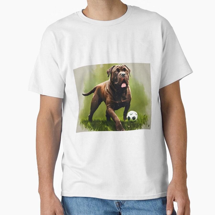 brown cane corso dog play soccer by PTB Art Design