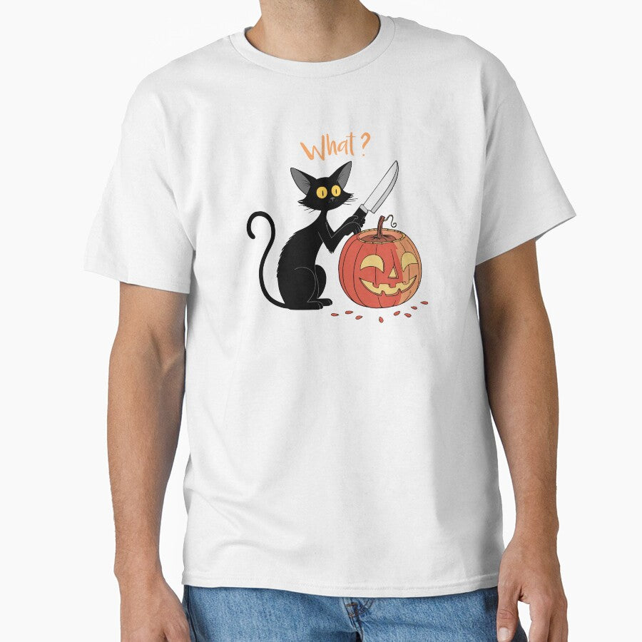 Black cat carving pumpkin for Halloween. by Witch Cat T-Shirts, Hoodie, Sweatshirt | BlankRebels.com (Image 1)