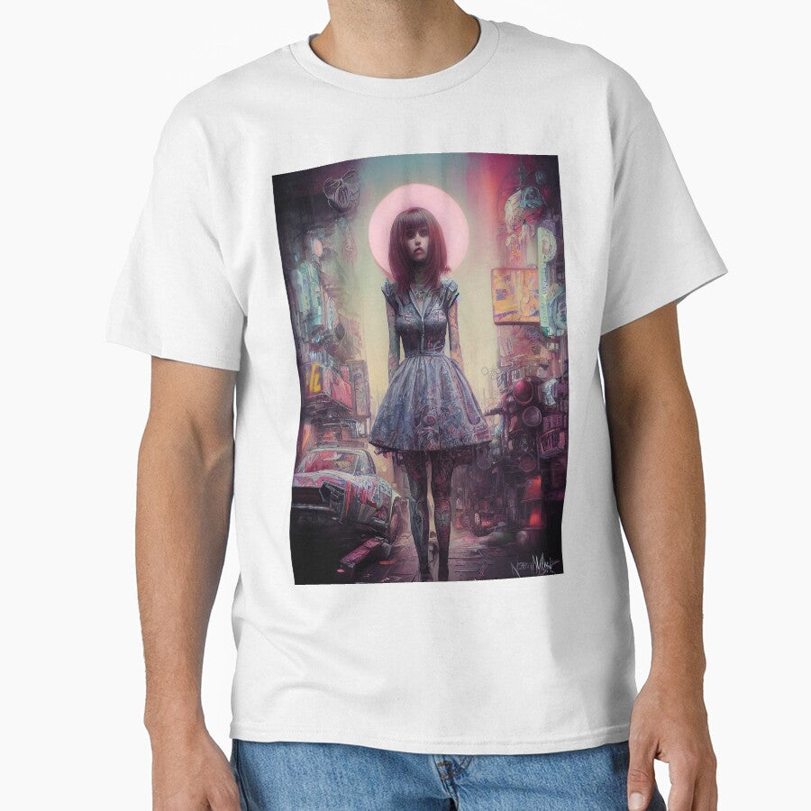 Cyberpunk Girl London City Wall Art Prints T-Shirts, Hoodie, Sweatshirt
