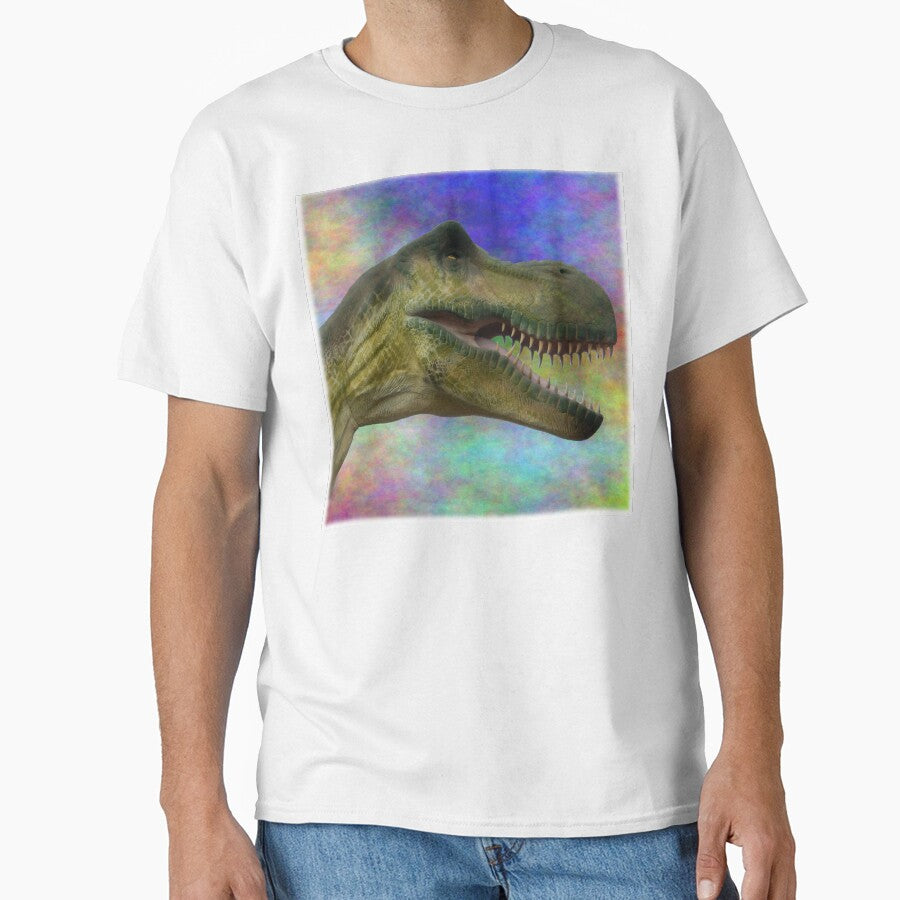 Fun Life Like T-Rex Dinosaur Head Dino Design on Multi Color Background by kmcs T-Shirts, Hoodie, Sweatshirt (Image 1)