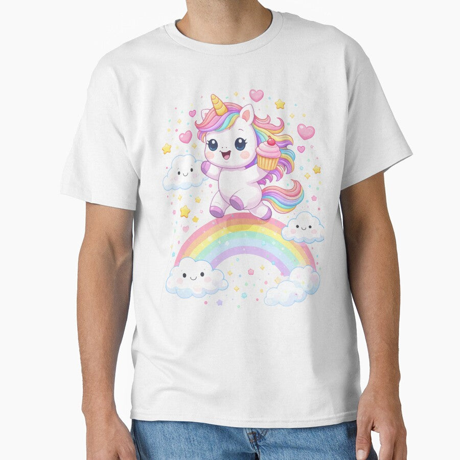 Magical Unicorn Cupcake T-Shirt for Girls – Adorable Rainbow Kawaii Kids Graphic Tee by Cloudberry Creative