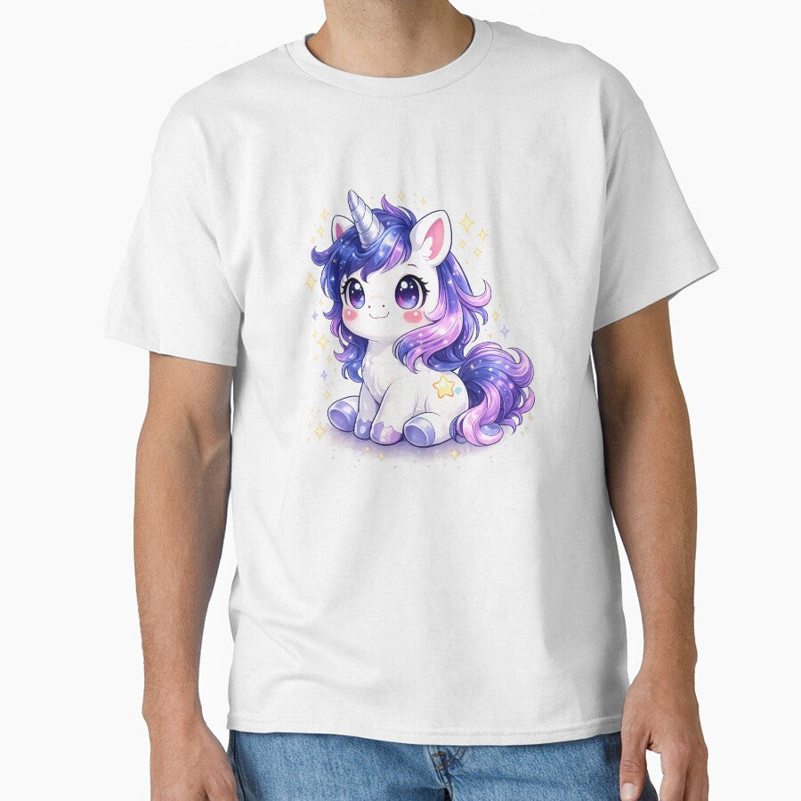 Chibi unicorn starry night – Fairy kawaii illustration by FloreDreamStudio T-Shirts, Hoodie, Sweatshirt (Image 1)