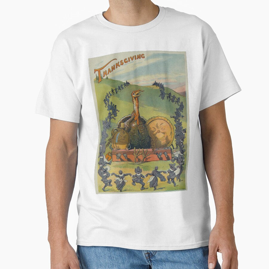 Vintage Thanksgiving Turkey and Feast Celebration (1913) by BravuraMedia T-Shirts, Hoodie, Sweatshirt (Image 1)