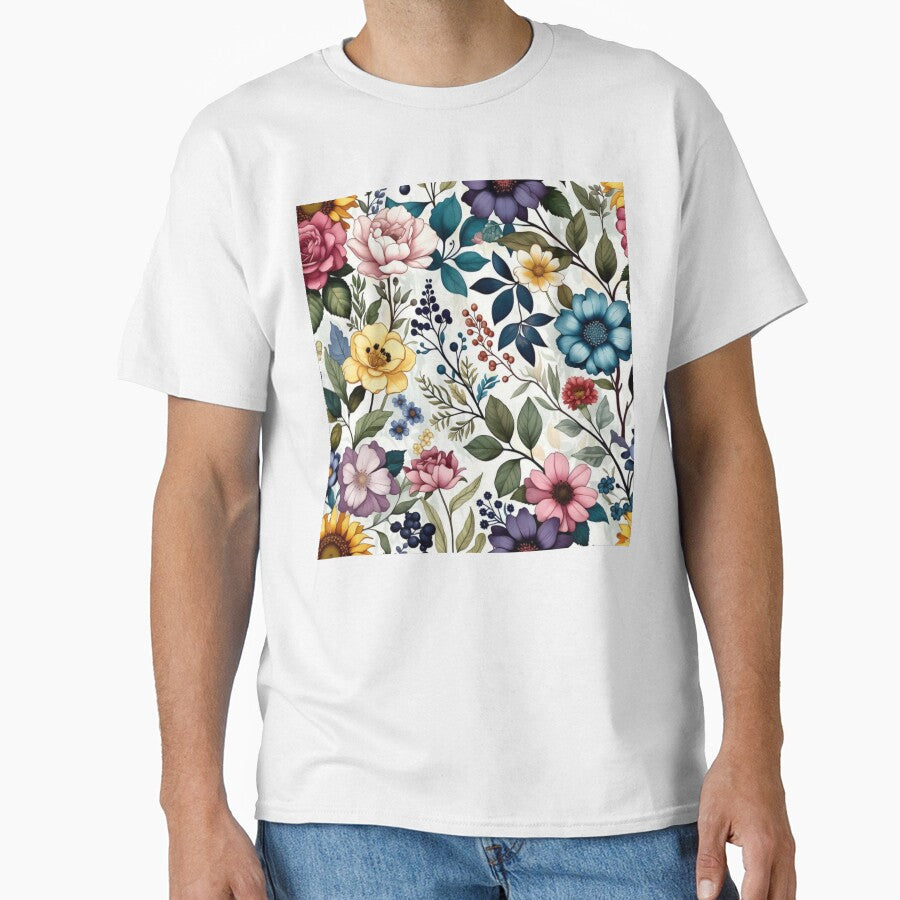 Luxury Boho Flowers Pattern – Pastel Gold Wildflower Garden T-Shirts, Hoodie, Sweatshirt