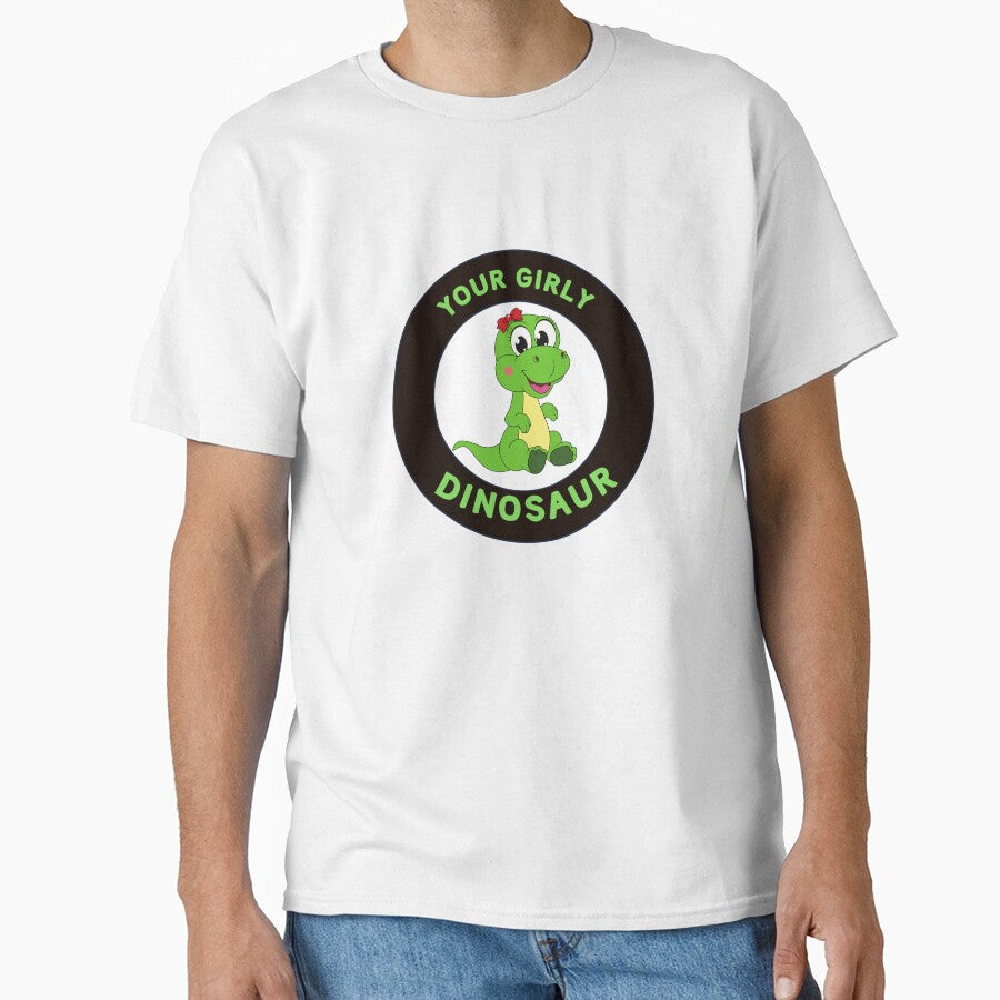 “Your Girly Dinosaur” Cute Cartoon Logo – Green Dino with Bow by Love3Happy T-Shirts, Hoodie, Sweatshirt (Image 1)