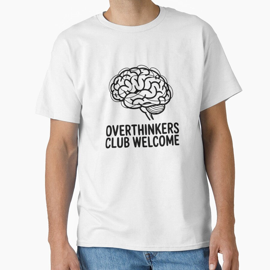 Overthinkers Club Welcome - Minimalist Brain Line Art by Cindralith T-Shirts, Hoodie, Sweatshirt | BlankRebels.com (Image 1)